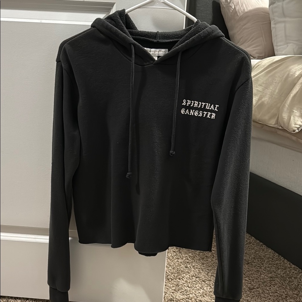 Spiritual Gangster Charcoal Cropped Hoodie